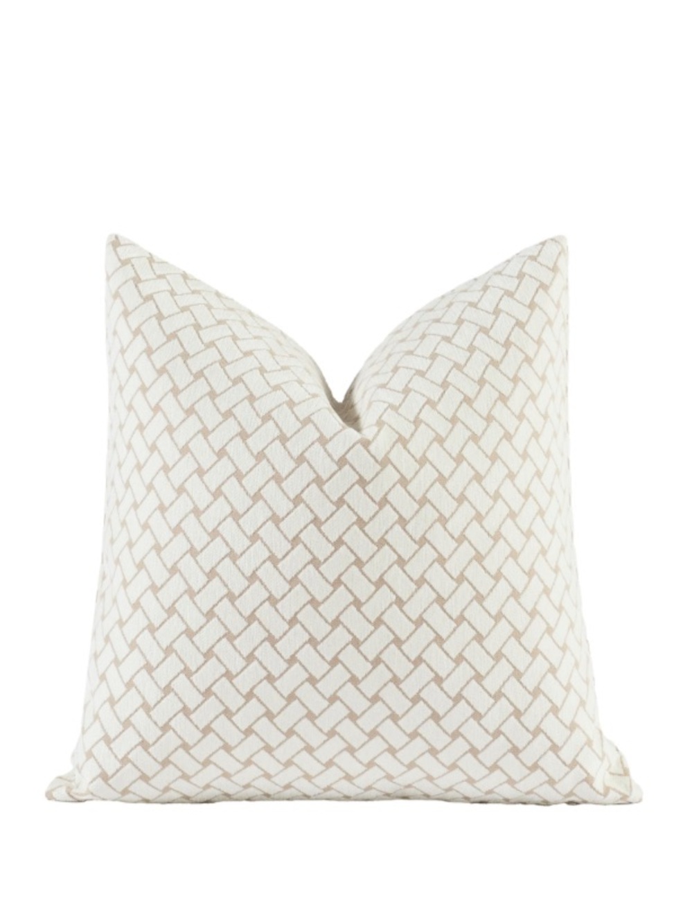 Croker Horse Embroidered Chenille Jacquard GRID Pillow Cover SQUARE 20x20” BEIGE